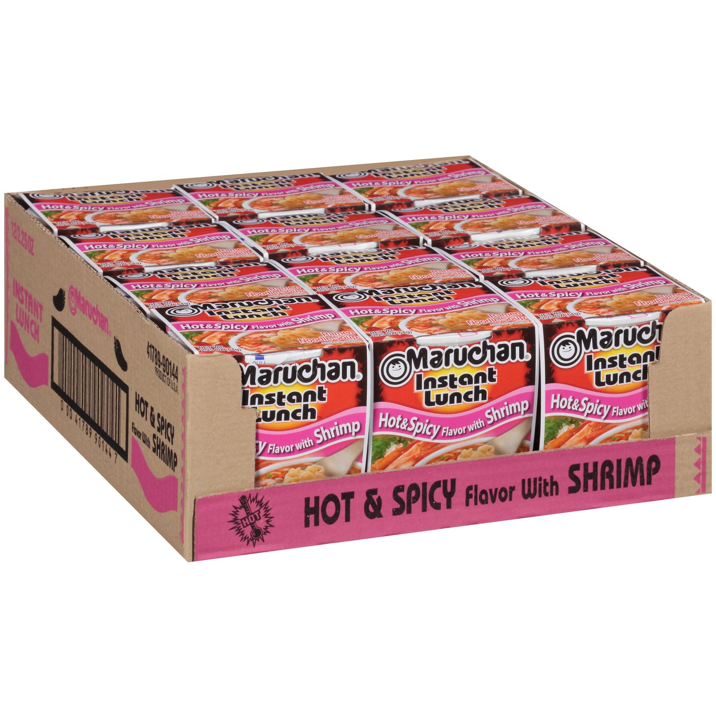 Maruchan Instant Lunch Hot & Spicy Shrimp, Ramen Noodle Soup, Microwaveable Meal, 2.25 Oz, 12 Count