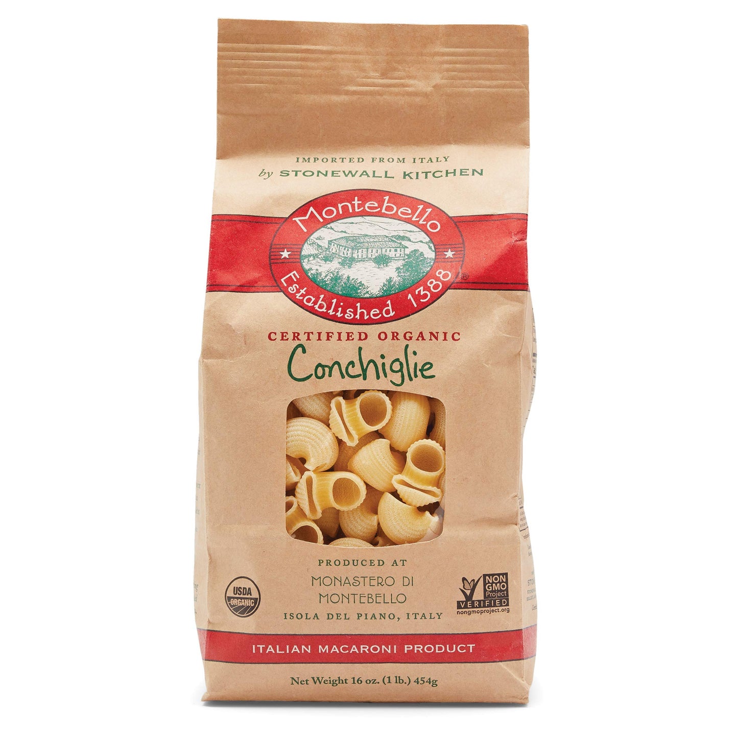 Montebello Organic Conchiglie, 1 Lb (4-Pack)