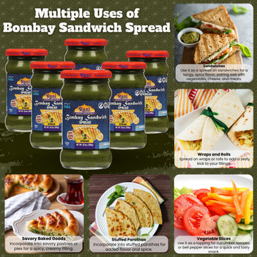 Rani Bombay Sandwich Spread, Mild (Mint & Coriander) 10.5Oz (300G) Glass Jar, Ready To Eat, Pack Of 5+1 Free ~ Vegan | Gluten Fr