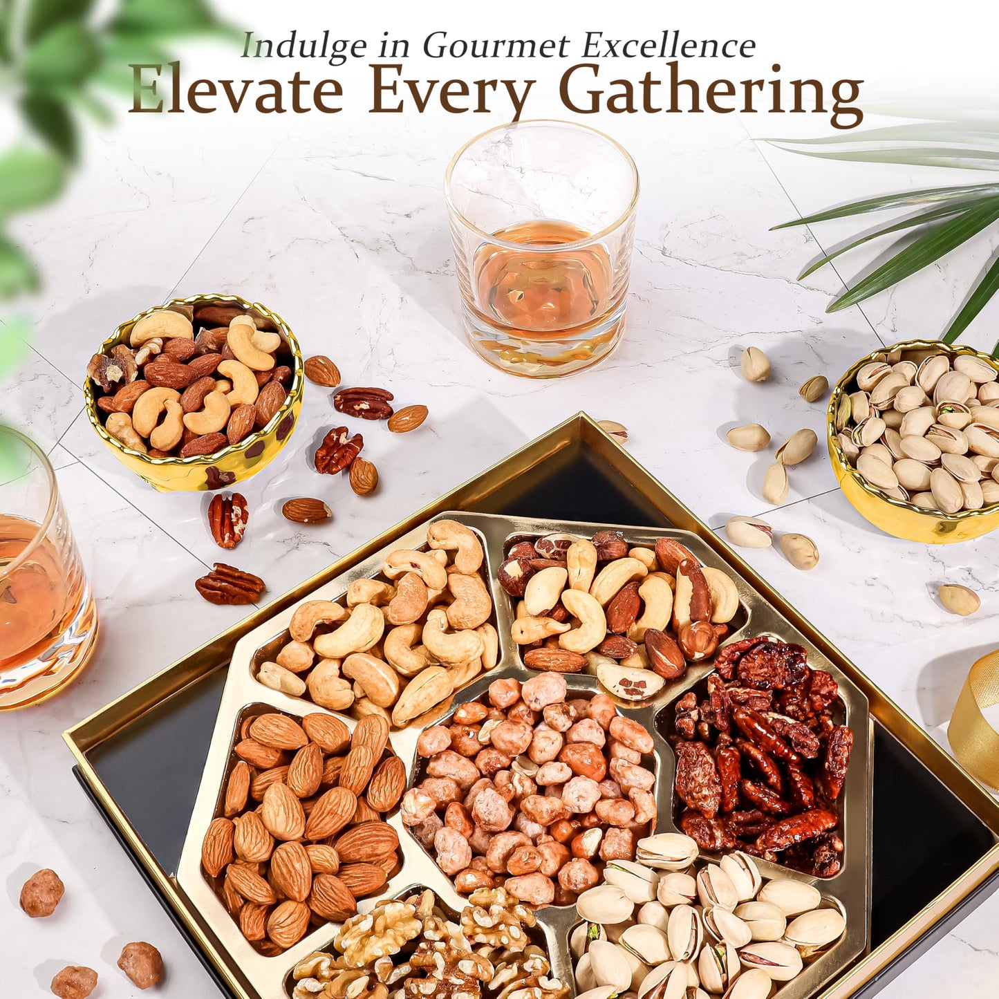 Empire Delights Gourmet Nut Mix Gift Basket - 7 Section Snack Box for Holidays and Special Occasions