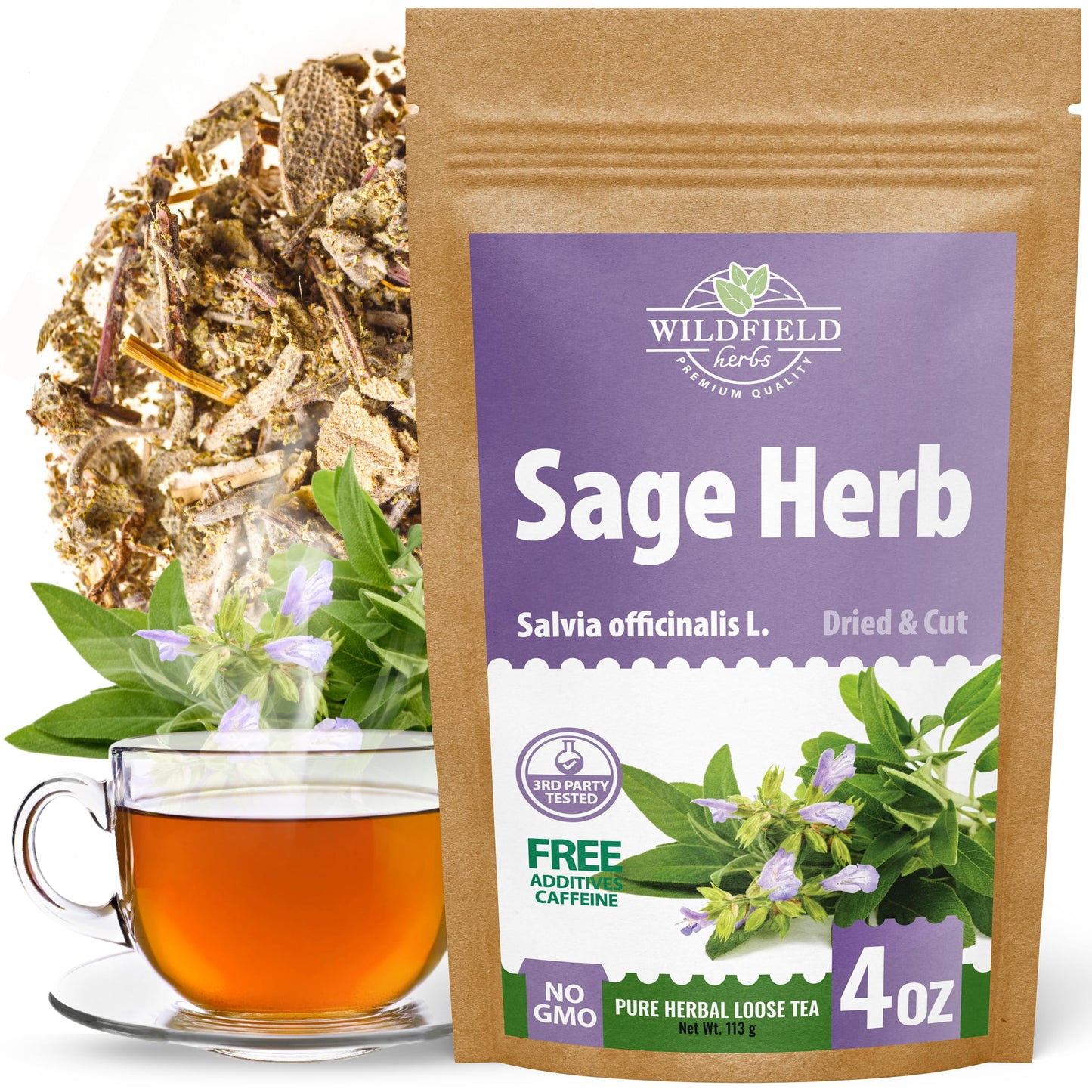 4 Oz. Dried Sage Herb Herbs Tea (Salvia Officinalis) - 113G (4 Oz) Herbal Tea Salvia Sage