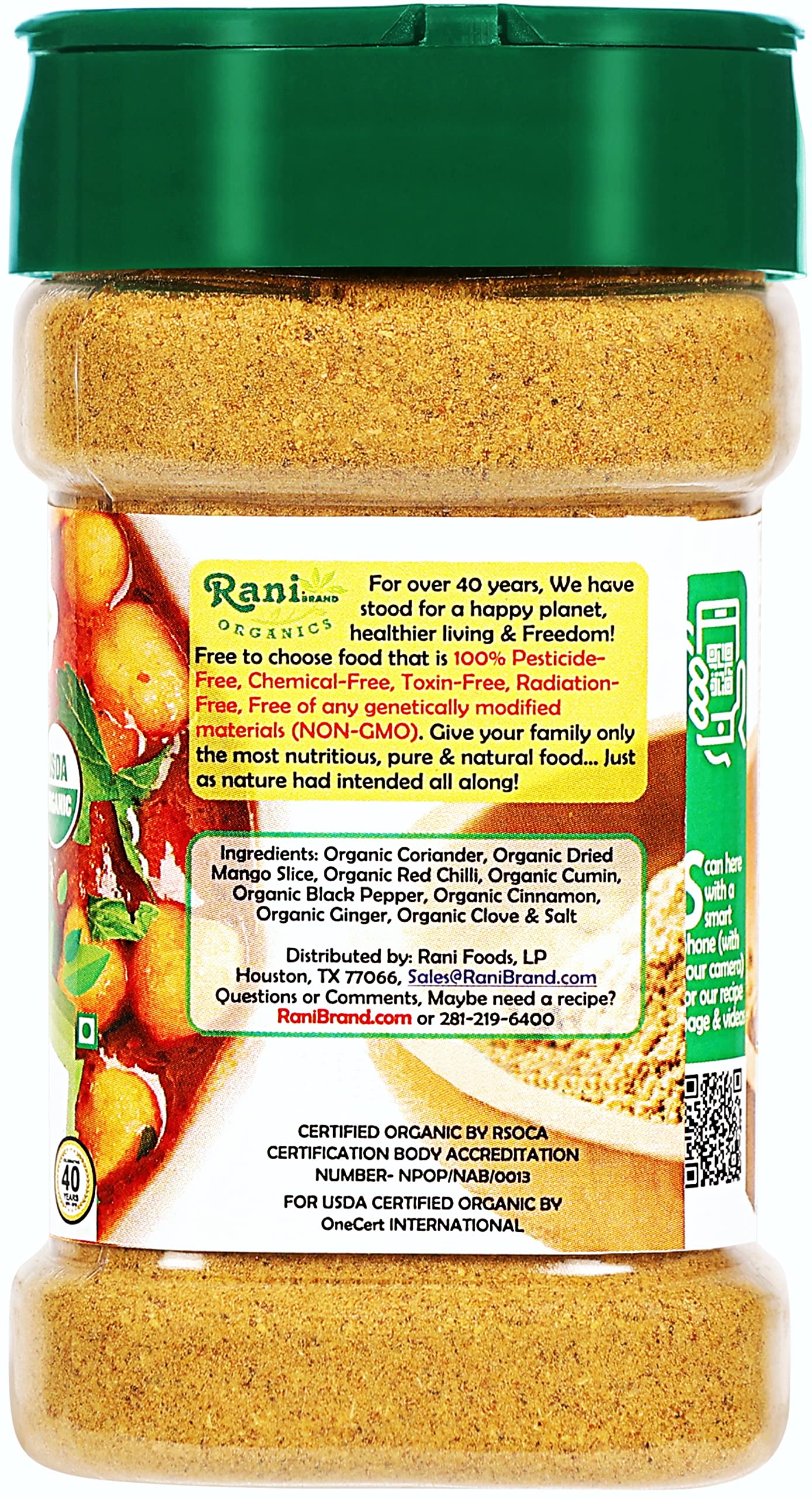 Rani Organic Chana Masala (Garbanzo Curry 9-Spice Blend) 3Oz (85G) Pet Jar ~ All Natural | Vegan | Gluten Friendly | Non-Gmo | I