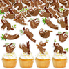 42Pcs Edible Cupcake Toppers Wafer Paper Sloth Animal Cupcake Toppers Drink Topper Dessert Muffin Cake Picks Cake Decoration for