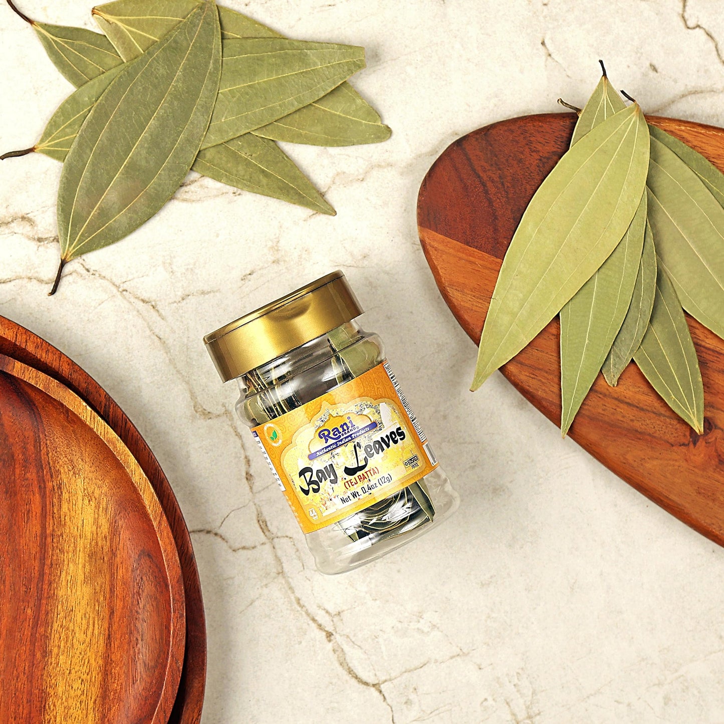 Rani Bay Leaf (Leaves) Whole Spice Hand Selected Extra Large 0.4Oz (12G) Pet Jar ~ All Natural | Gluten Friendly | Non-Gmo | Kosher | Vegan | Indian Origin (Tej Patta)