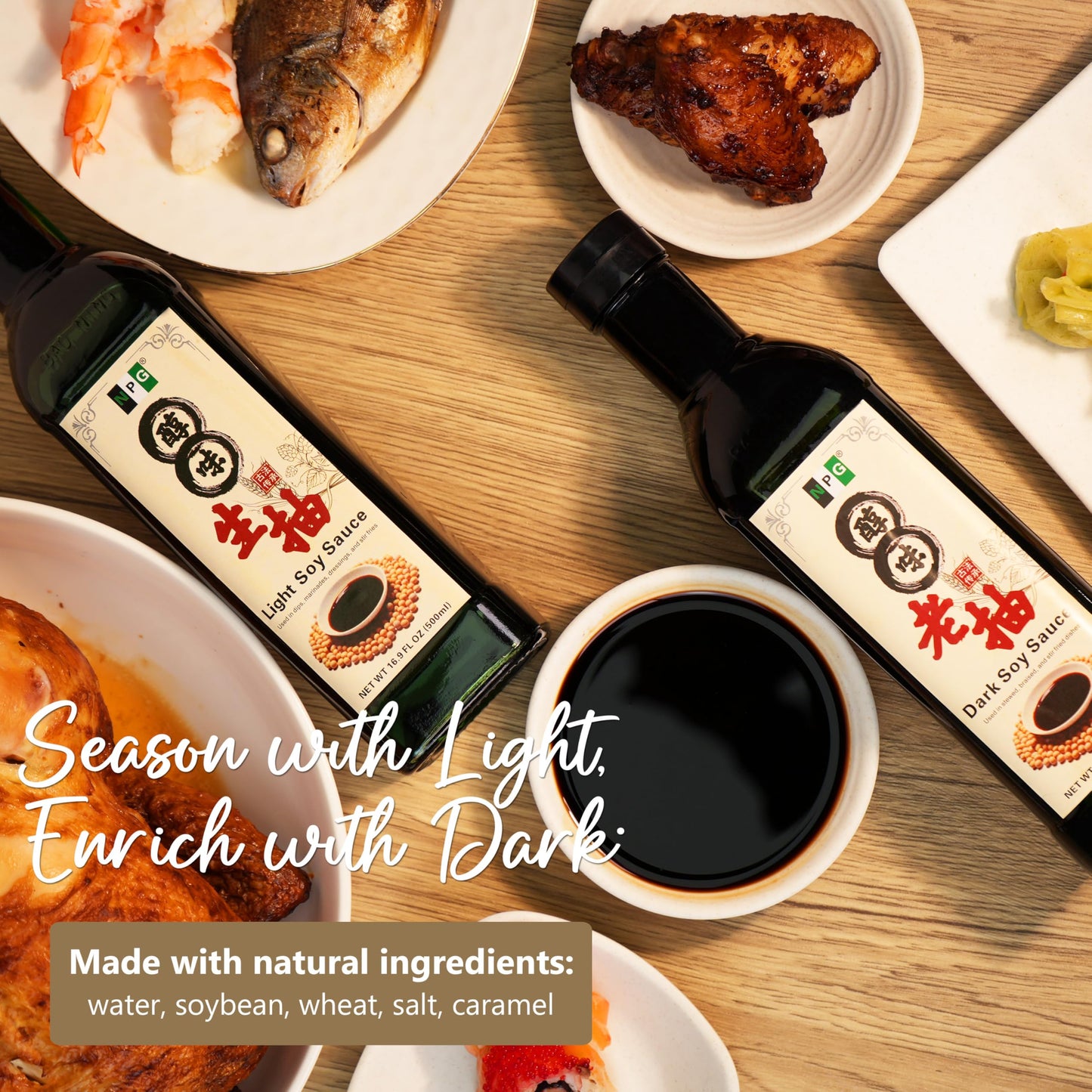 Npg Premium Tamari Light Soy Sauce 16.9 Fl Oz (Pack Of 2), Sauces For Fish, Dumpling, Noodles, And Marinade Meat, Perfect Condim