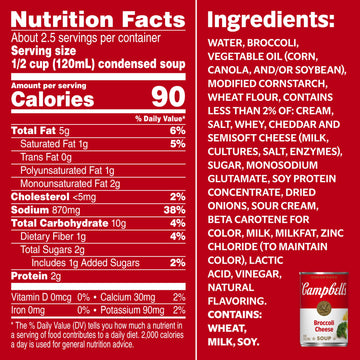 Campbell'S Condensed Broccoli Cheese Soup, 10.5 Ounce Can