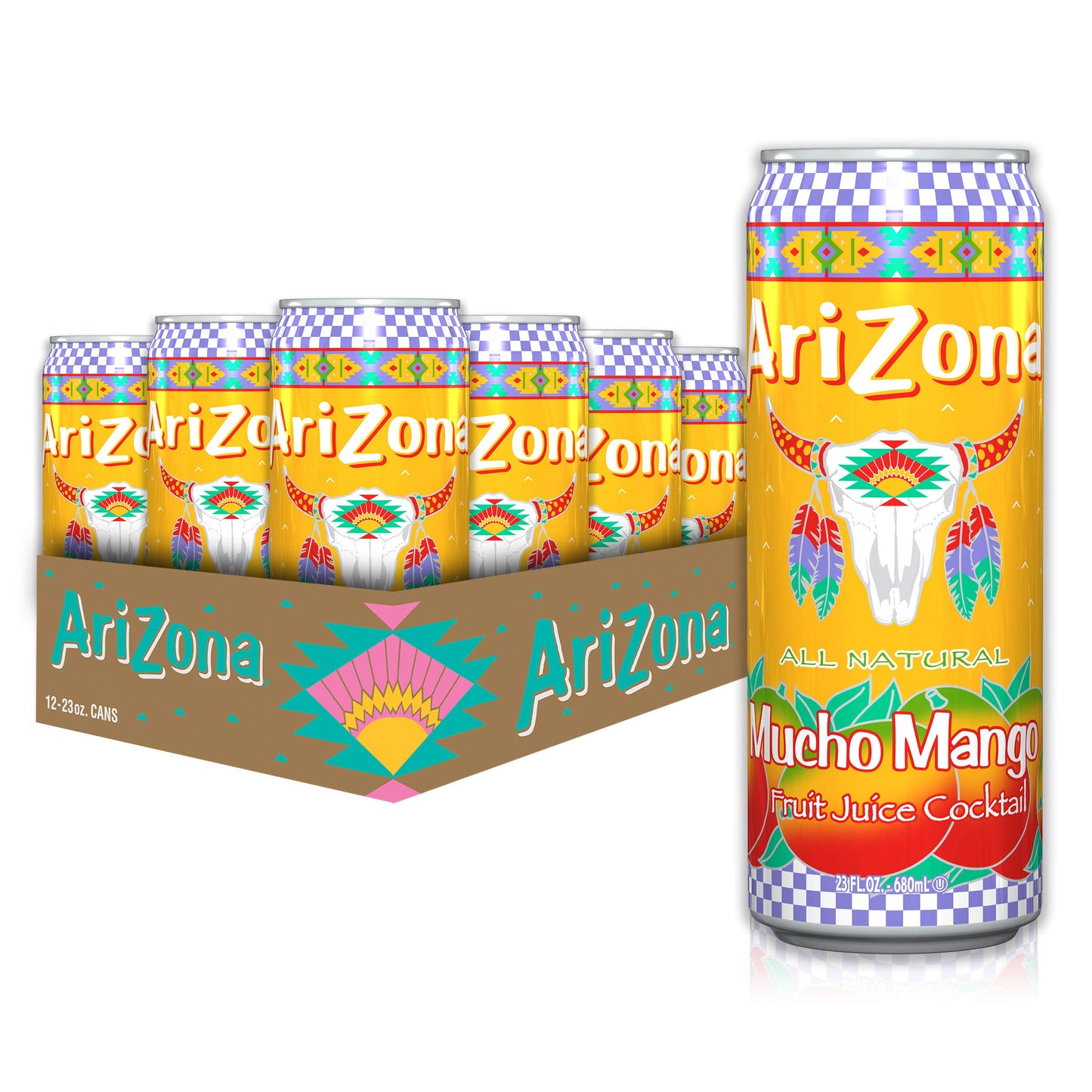 AriZona Fruit Juice Cocktail, Mucho Mango, 22 Fl Oz (Pack of 12)