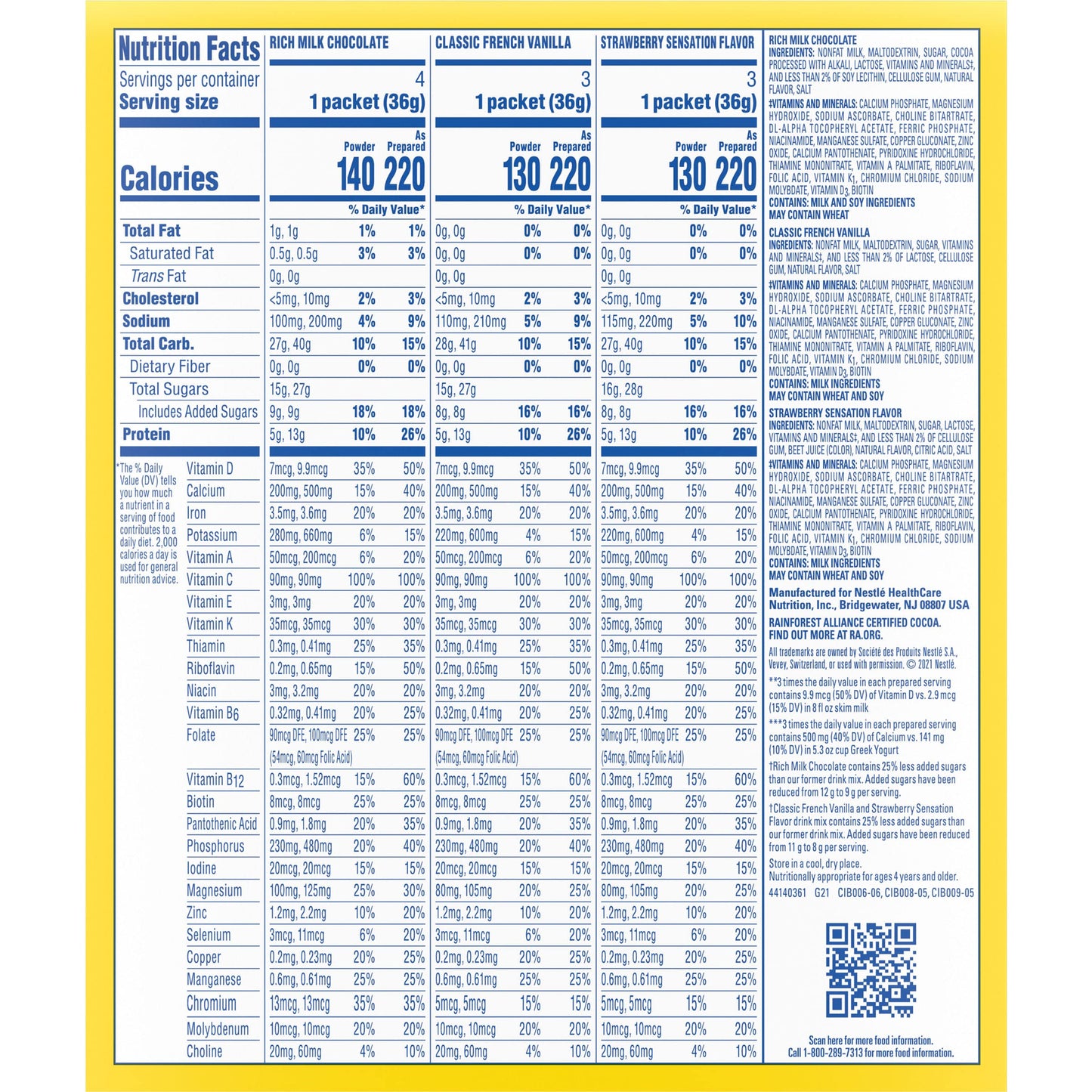 Carnation Instant Breakfast Essentials, Variety Pack, 10 Count, 1.26-Ounce Units (Pack Of 3)