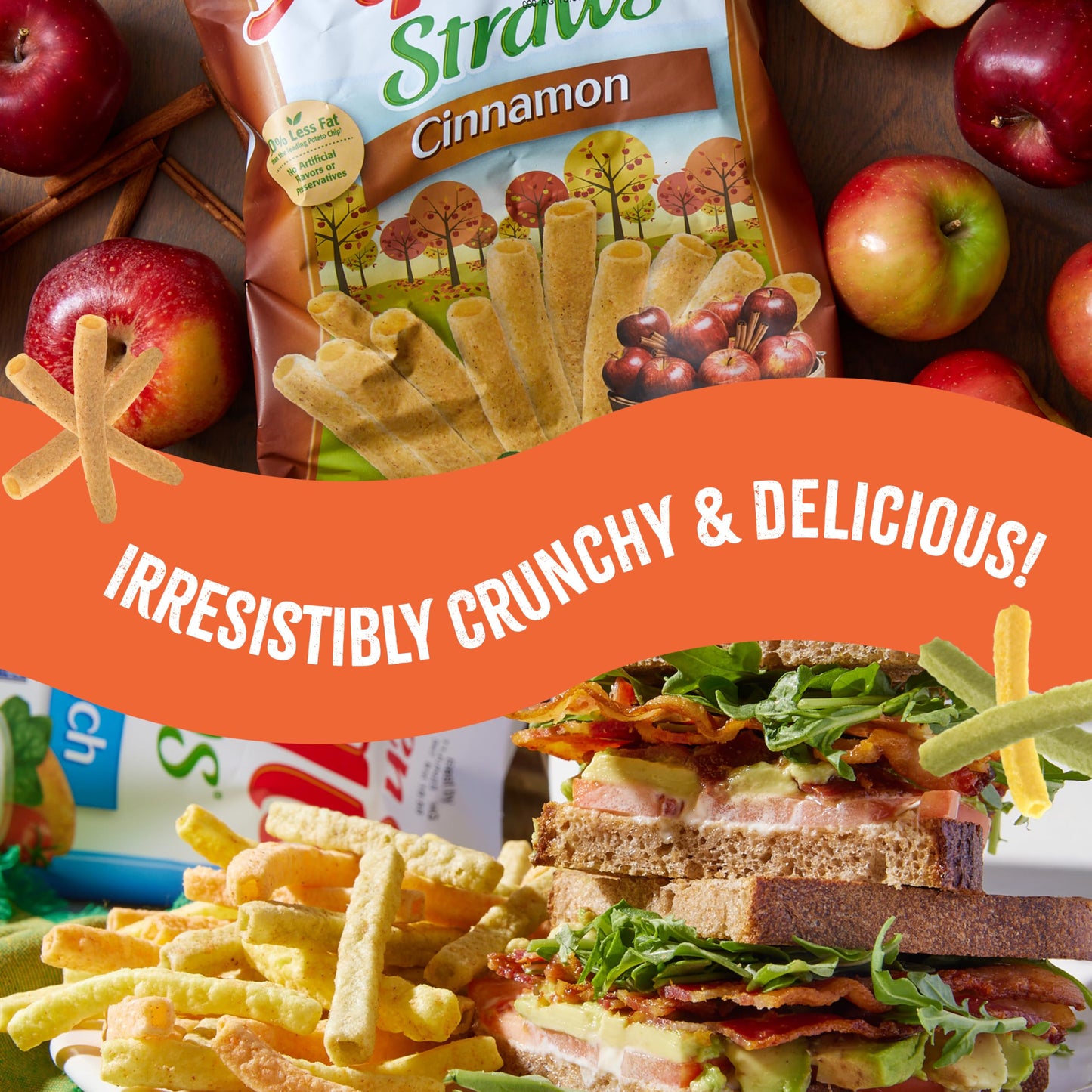 Sensible Portions Veggie Straws Variety Pack, Sea Salt, Ranch, Cheddar, Apple Cinnamon, 1 Oz (Pack of 24)