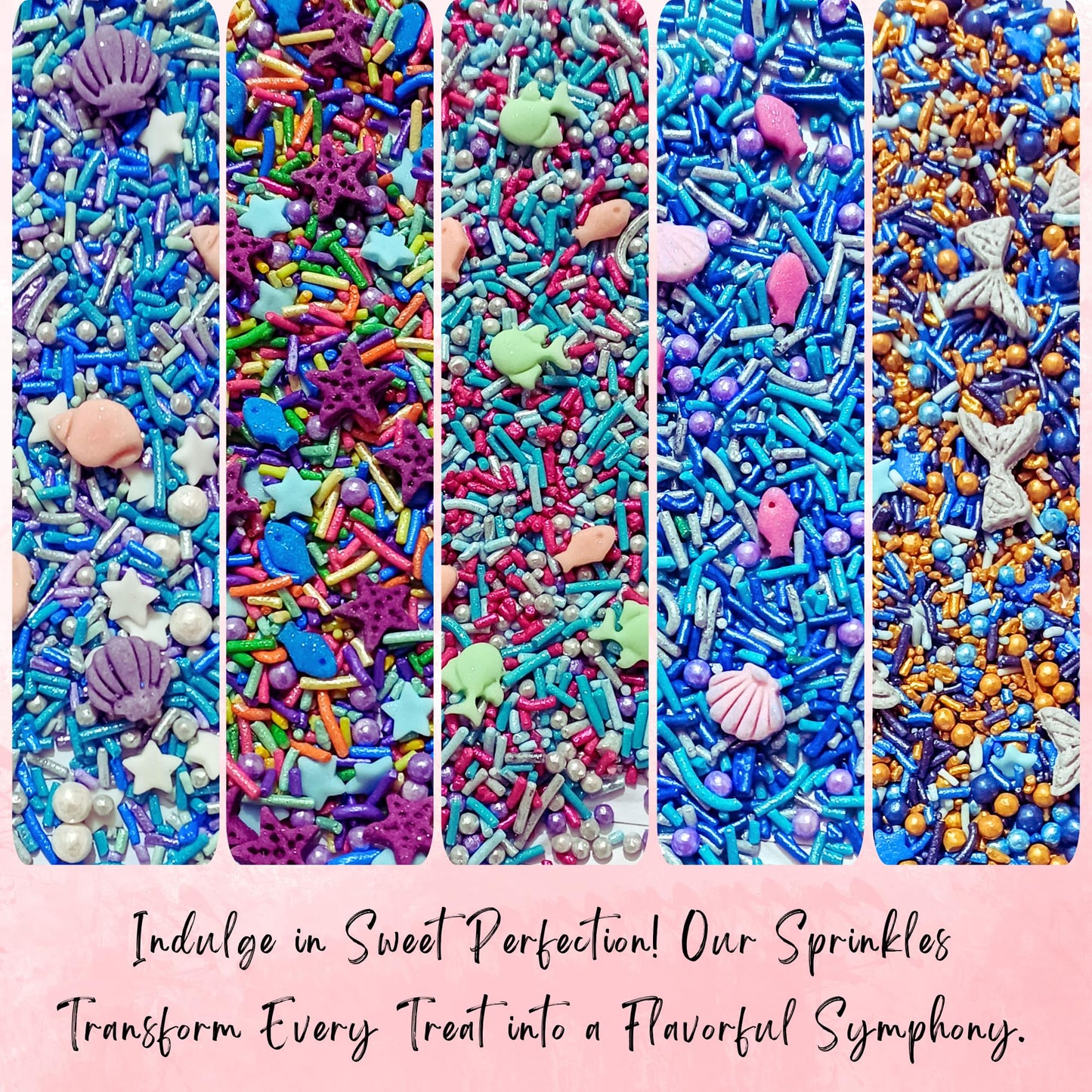 Decoratingconfect Under The Sea Sprinkle Mix Set - Starfish, Shell & Fishes -5 Assorted Pastel Blends For Cake, Cupcake & Cookie