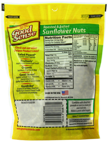 Good Sense | Sunflower Nuts | Roasted And Salted Sunflower Seeds (Shelled) - 96 Ounces (96 Oz) | 12 - 8 Ounce (8 Oz) Bags