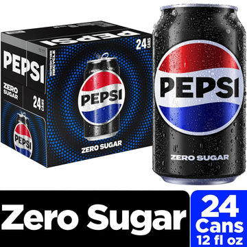 Pepsi Zero Sugar Cola Soda Pop, 12Oz Cans (24 Pack)