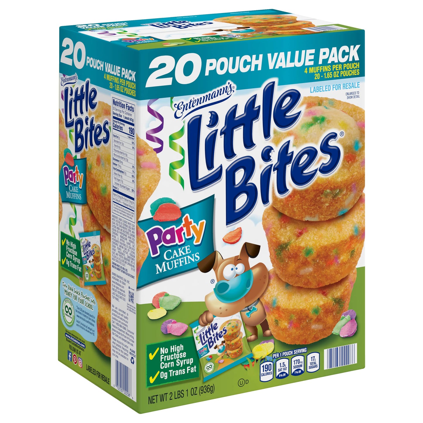 (Value Pack) Little Bites Party Cake Muffins, 20 individual packs, (4 ct each), Cake and Sprinkles Mini Muffins, 33 oz Multipack