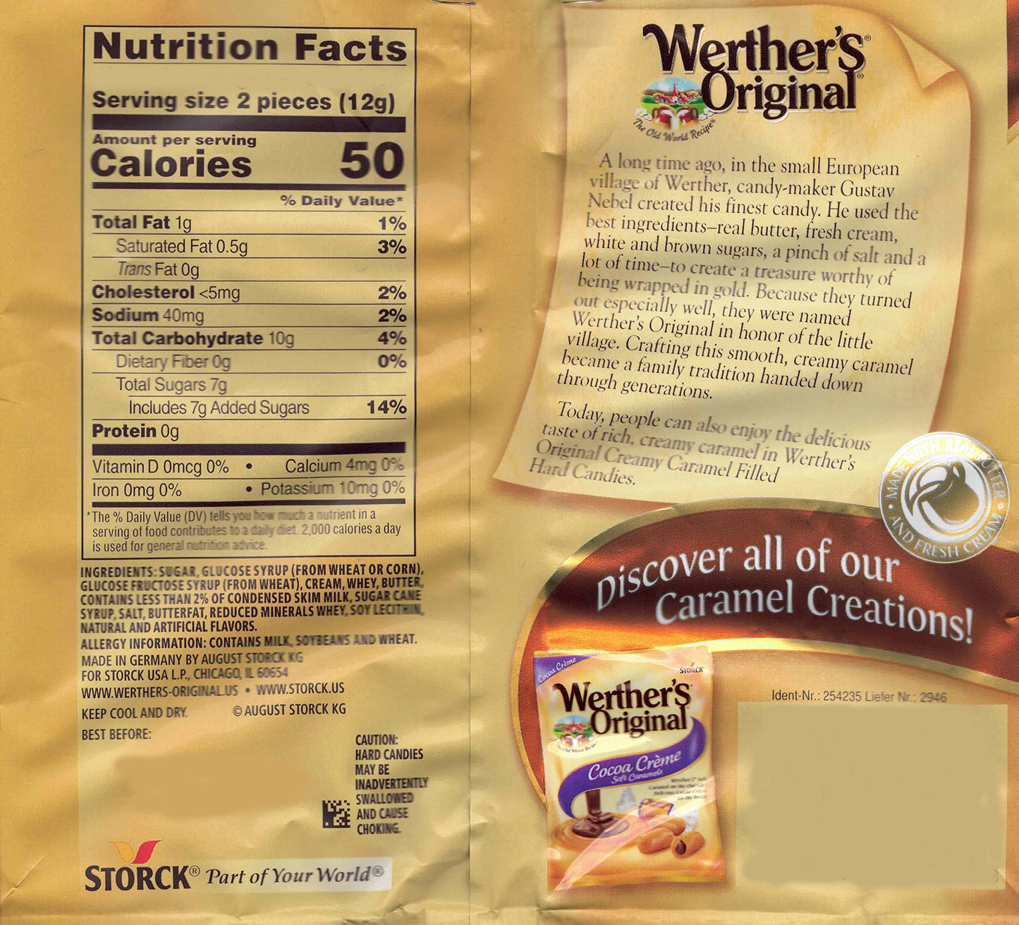 Bulk Werthers Original Hard Candy | Bulk Candy Individually Wrapped | Werthers Caramel Candy | 1 Lb Individual Flavor Bag | Ships In An Aromatik™ Resealable Pouch (Creamy Caramel Filled)