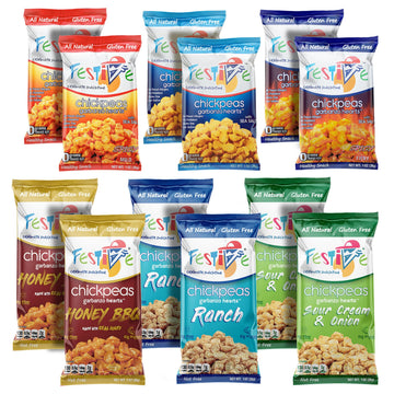 Snack Festive Variety Pack Roasted Chickpea Snacks, 12 Bags 1 oz Crunchy Protein Garbanzo Beans, Healthy Nut Free Vegan Non-GMO