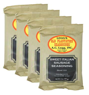 AC Legg Old Plantation Seasonings - Sweet Italian Sausage Seasoning 8 Ounce - 4 Pack