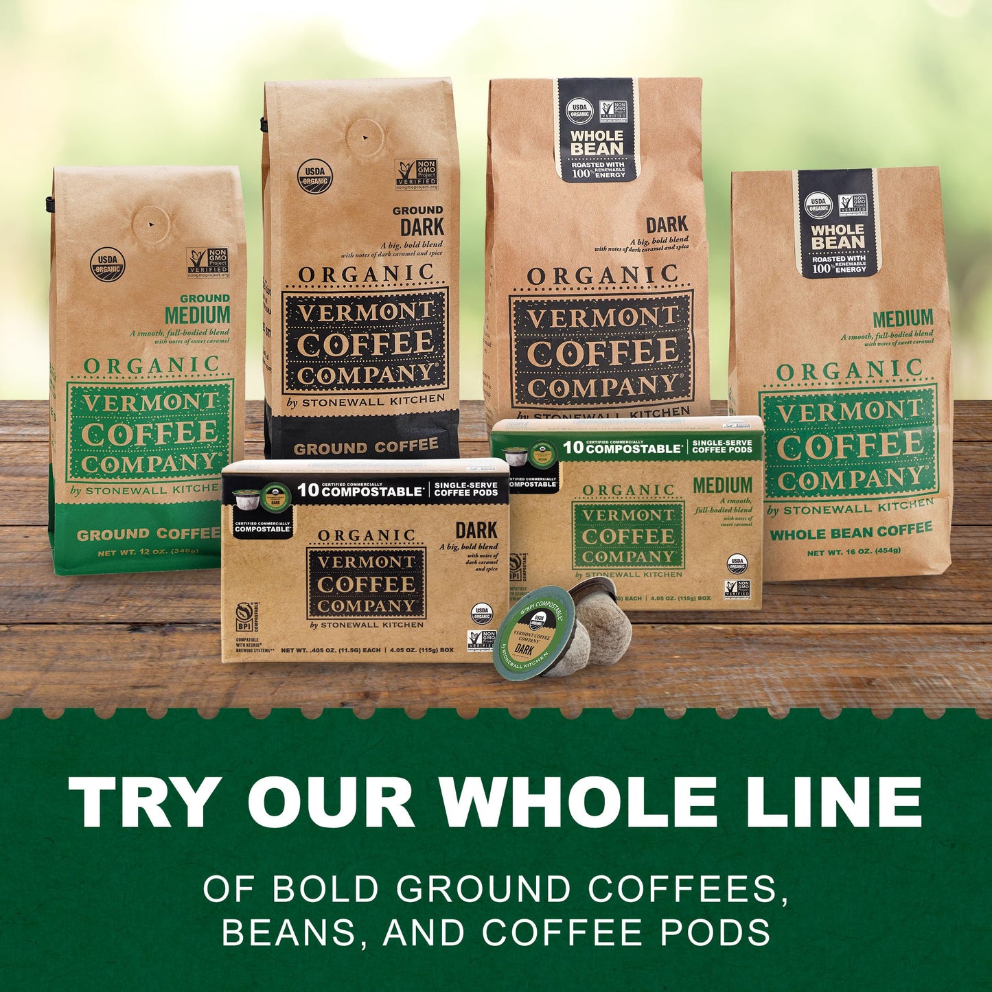 Vermont Coffee Company Organic Medium Roast Coffee K-Cup Single-Serve Compostable Coffee Pods 10CT Made in the USA