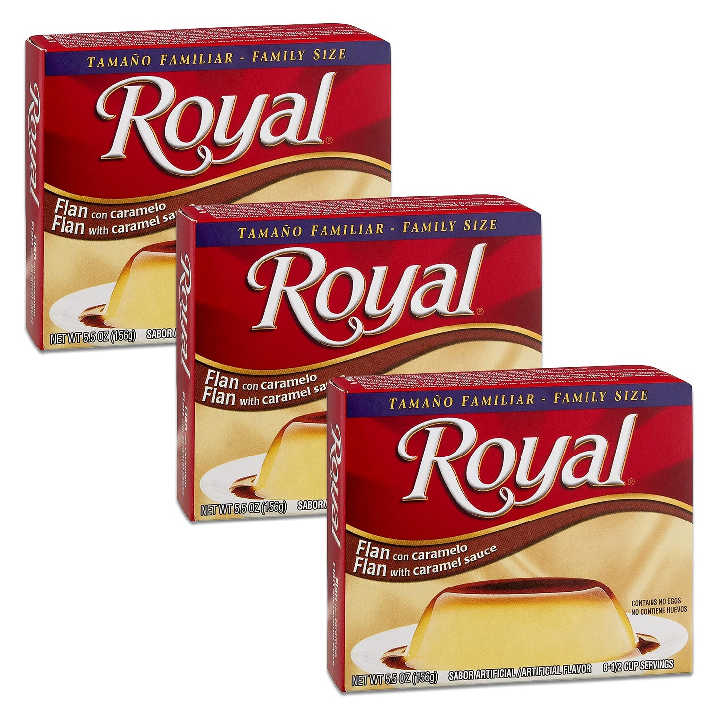 Royal, Family Size, Flan with Caramel Dessert Mix, 5.5oz Box (Pack of 3)