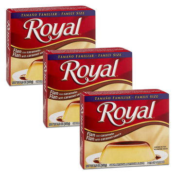 Royal, Family Size, Flan with Caramel Dessert Mix, 5.5oz Box (Pack of 3)