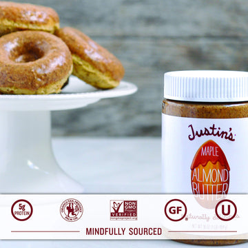 Justin'S Maple Almond Butter, No Stir, Gluten-Free, Non-Gmo, Responsibly Sourced, 16 Ounce Jar