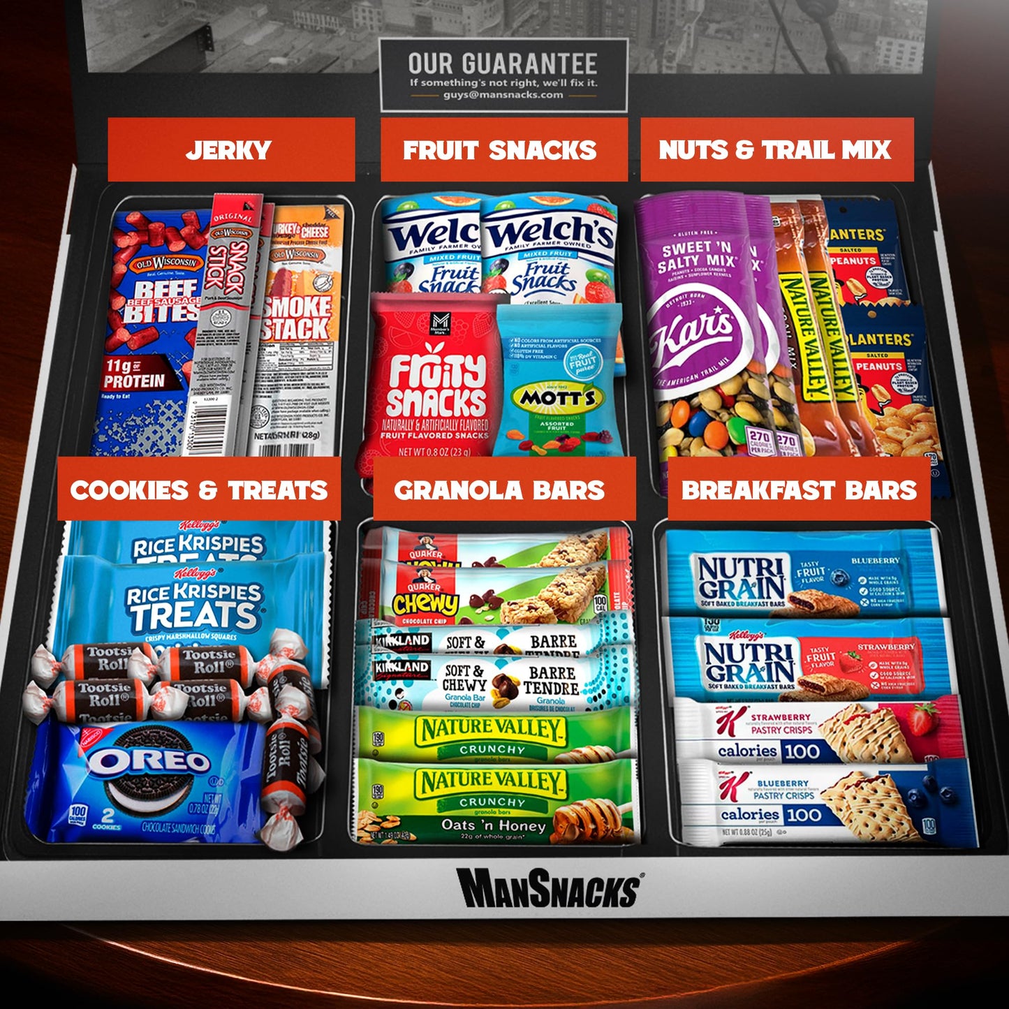 Snack Care Package For Men - Healthy Snack Box With Jerky, Granola Bars, Nuts, Fruit Snacks, And Cookies- Gifts For Dad Or Husba