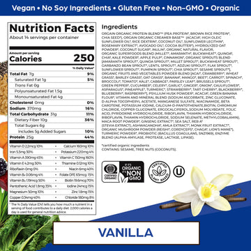 Orgain Vegan Meal Replacement Protein Powder, 25g Protein, 80+ Superfoods, 10g Fiber, 34.5 oz, Vanilla