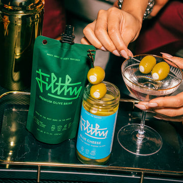 Filthy Food Blue Cheese Stuffed Olives, Premium Cocktail Garnish, 8.5 Oz Jar, Naturally Cured Queen Olives