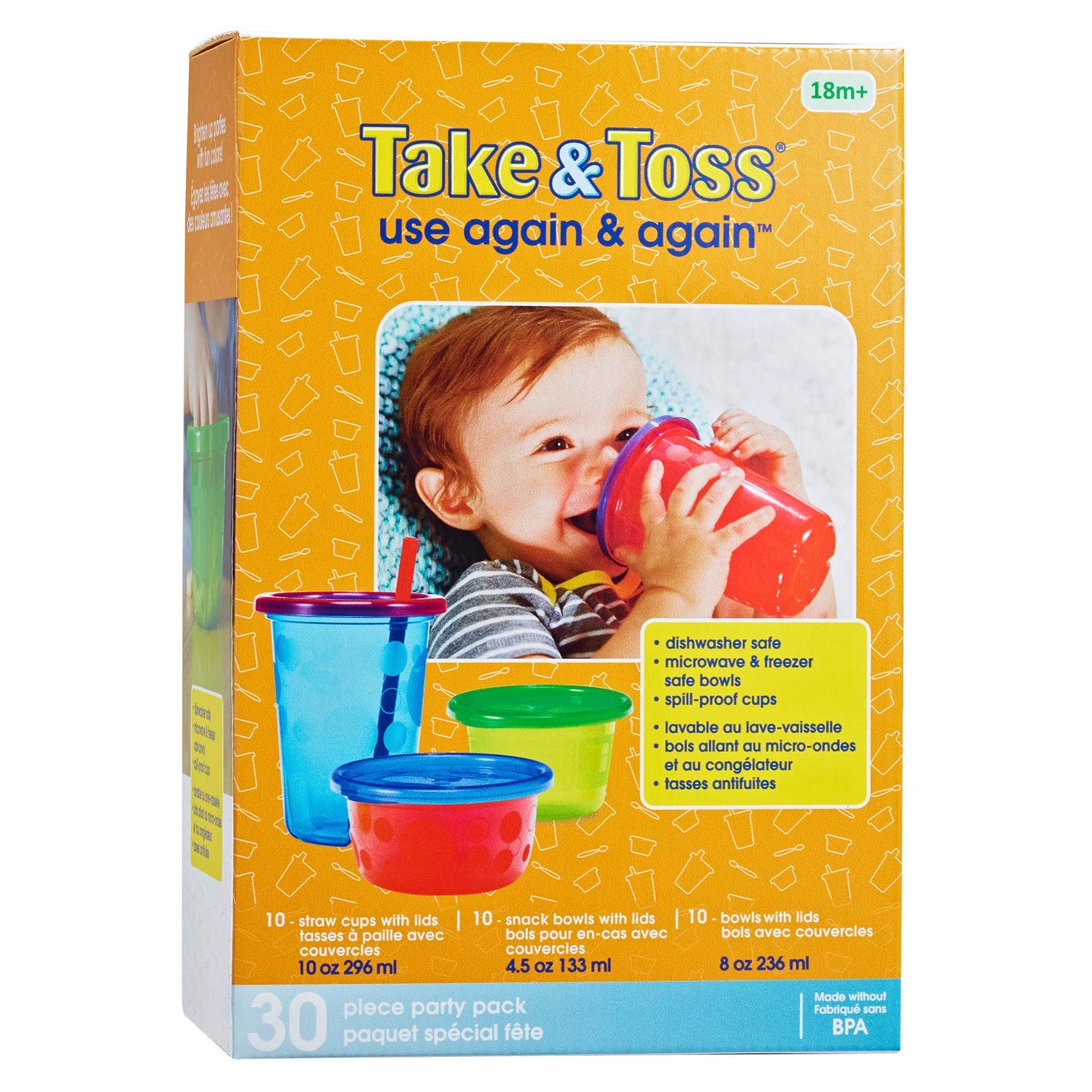The First Years,Straw Take Toss Party Pack, Rainbow, 30-Pieces