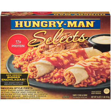 Hungry Man Selects Beef Enchiladas Mexican Style Fiesta 16 oz Pack of 8