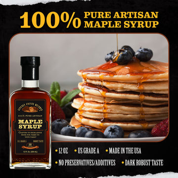 Pure Maple Syrup, 12 Oz Glass Bottle, Grade A Dark, Robust, Bold Flavor, (Known As Grade B) Artisan Maple Syrup Gift, Usa Made B