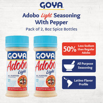 Goya Adobo All Purpose Seasoning with Pepper, Fat Free Latin Spice Blend, 8oz Bottles, Pack of 2