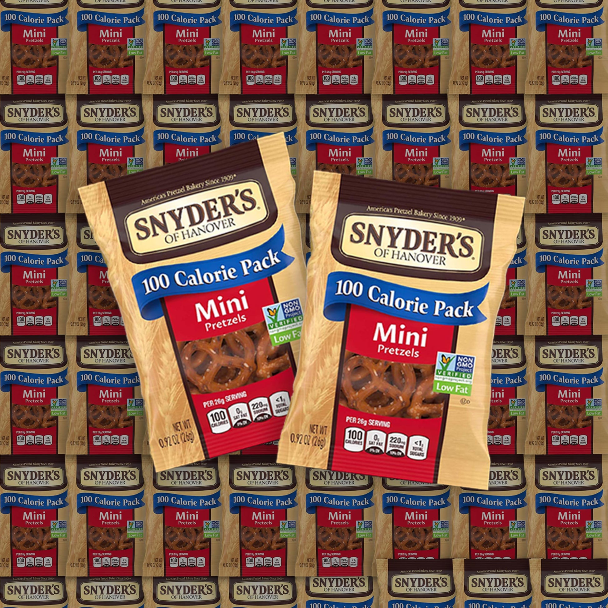 Bulk Mini Pretzels by Snyders, 100 Calorie Individual Packs, .9 oz. by Bussin Boxes (0.9 Ounce, Pack of 50)