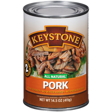 Keystone Meats All Natural Canned Pork 14.5 Oz Long Shelf Life Emergency Survival Food Canned Meat | Fully Cooked Ready To Eat Family Pack Of 1
