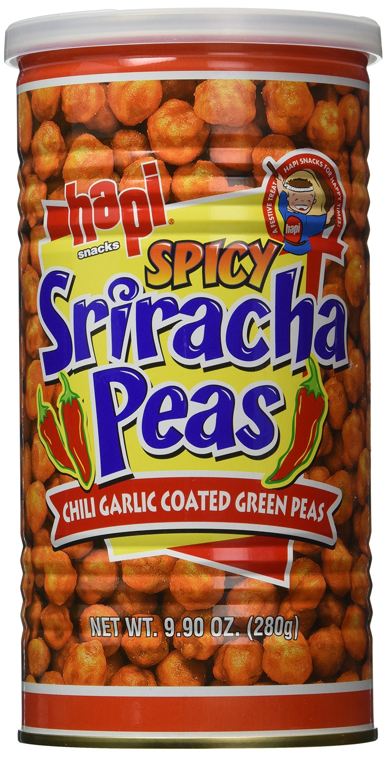 Hapi Snacks - Spicy Sriracha Peas - Chili Garlic Coated Green Peas (Net Wt. 9.9 Oz)
