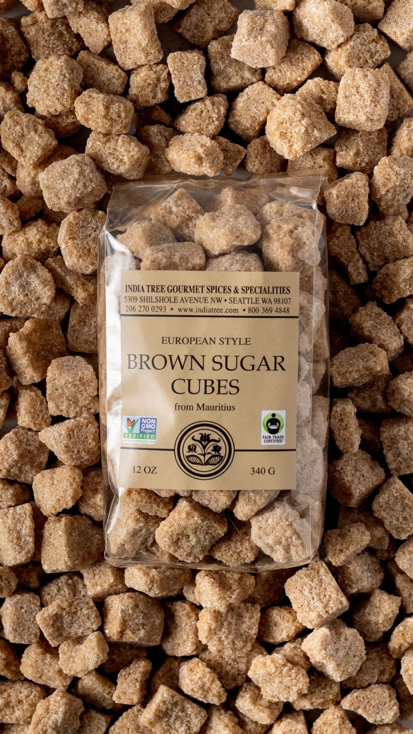 India Tree Pure Brown Sugar Cubes - All-Natural Gourmet Sweetener for Coffee & Tea, 12 Oz Bag (Pack of 1)