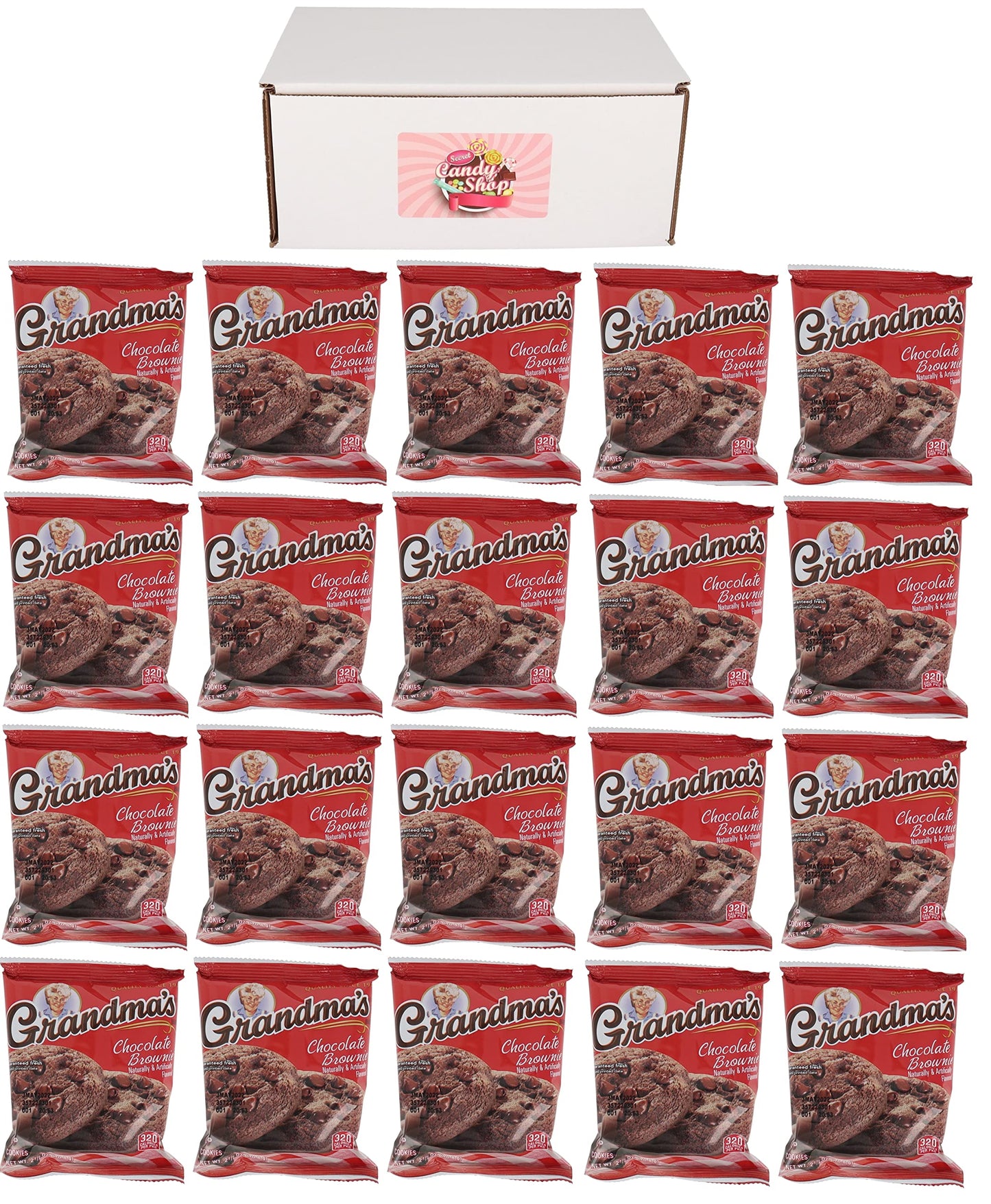 SECRET CANDY SHOP Grandma's Cookies In Box (Pack of 20, total of 40 cookies) (Chocolate Brownie)