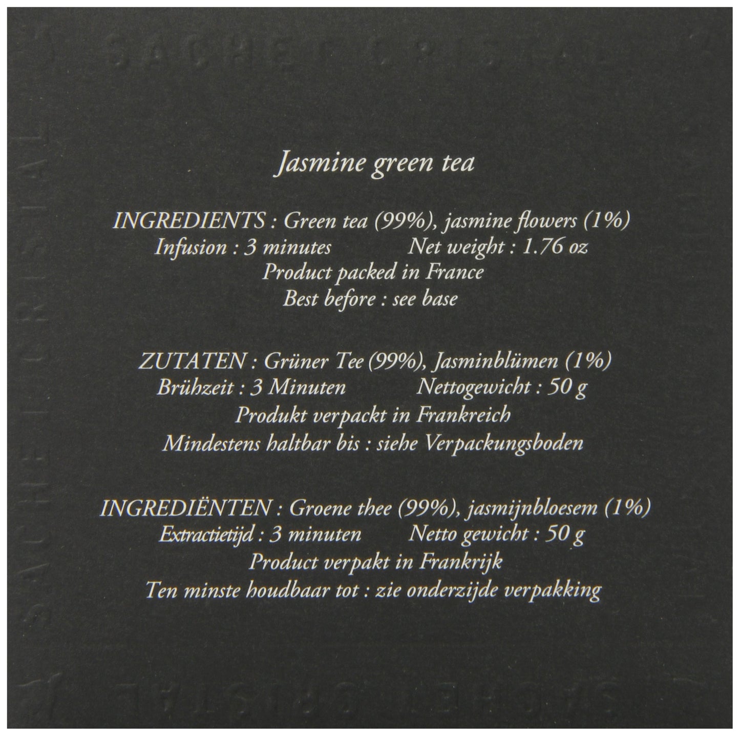 Dammann Freres Premium Gourmet French Jasmine Vert Au Green Tea Bags Sachets, 25 Count