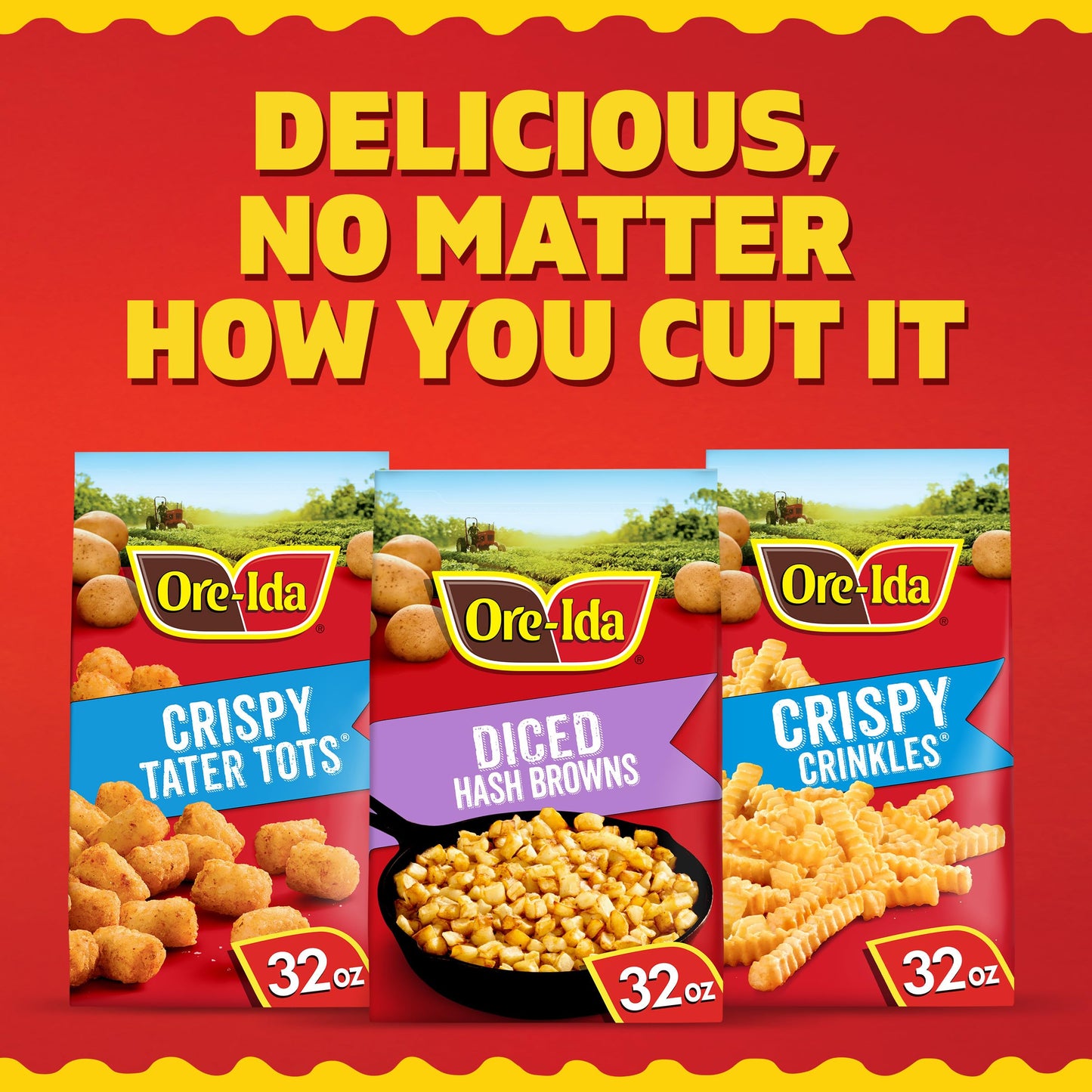 Ore-Ida Diced Hash Brown Frozen Potatoes, 32 oz Bag