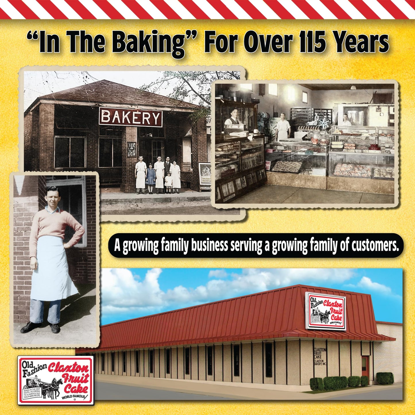 Old Fashion Claxton Fruit Cake - 1 Lb. Dark Recipe - Wrapped for Freshness in our Signature Claxton Carton