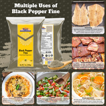 Rani Black Pepper Fine Powder 80 Mesh, All Natural, Vegan, Gluten Friendly, 7oz (200g) - Non-GMO, Kosher, Product of Vietnam