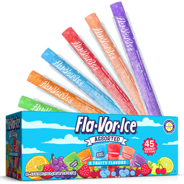 Fla-Vor-Ice Assorted Freezer Bars, Giant Pops 5.5Oz, 45 Count
