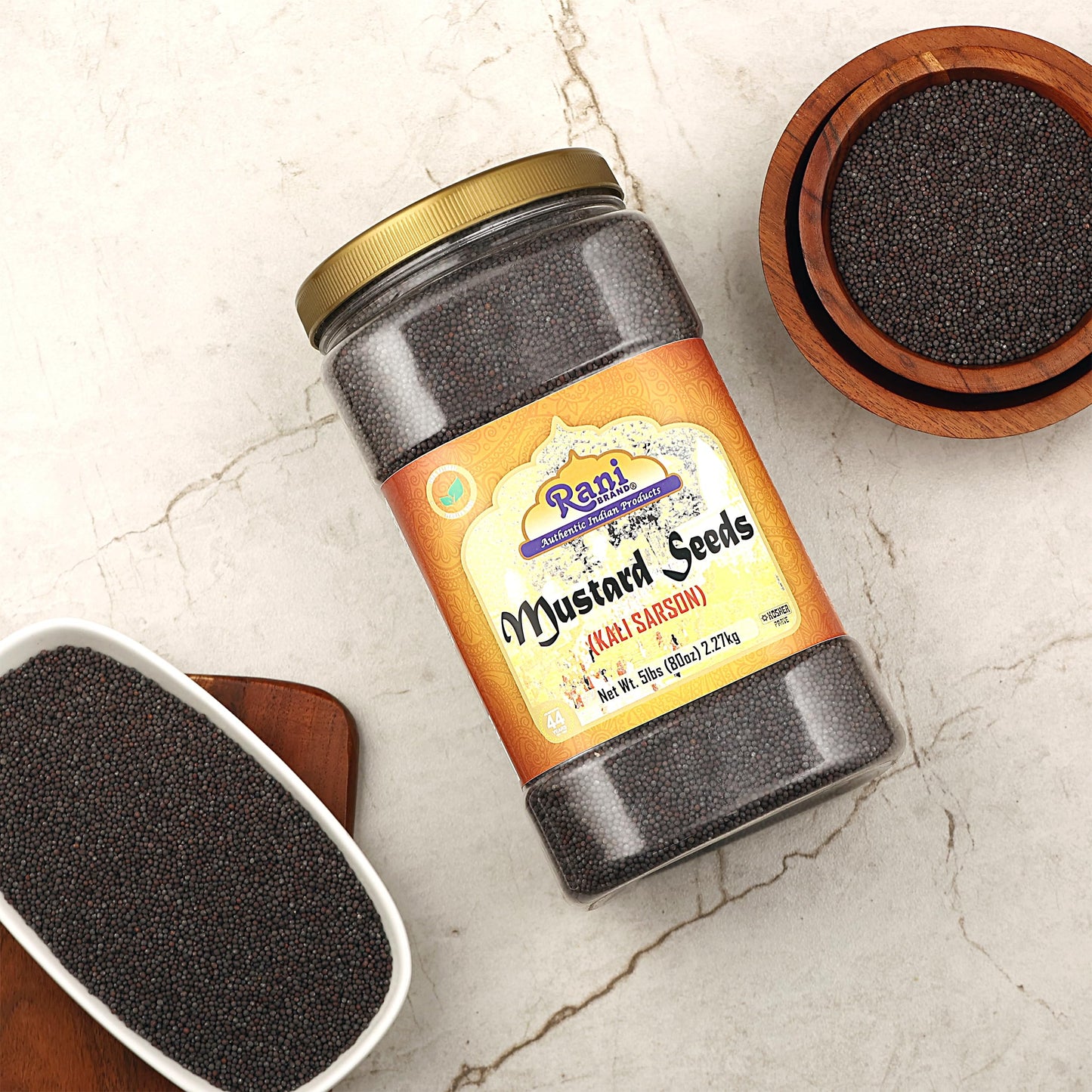 Rani Black Mustard Seeds Whole Spice (Kali Rai) 80Oz (5Lbs) 2.27Kg Bulk Pet Jar ~ All Natural | Gluten Friendly | Non-Gmo | Kosh