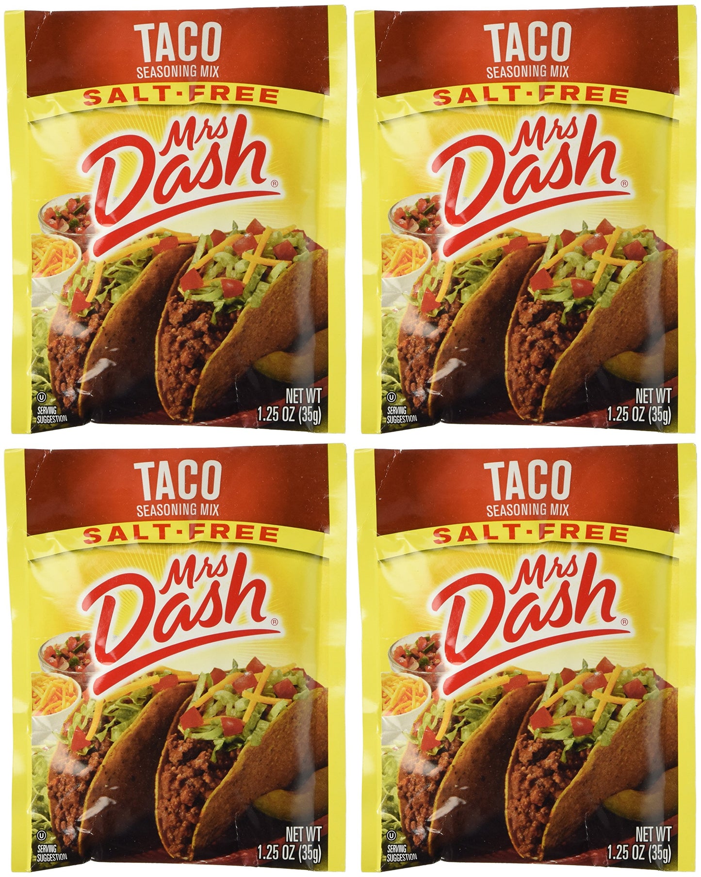 Mrs Dash Salt Free Taco Seasoning Mix (1.25 Oz Packets) 4 Pack