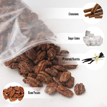 Cinnamon Roasted Pecans 24 Oz (1.50 Lb) - Candied Pecan Glazed With Cinnamon To Satisfy Any Sweet Tooth - Artisan Hand-Roasted S