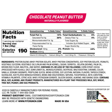 Fitcrunch Snack Size Protein Bars, Designed By Robert Irvine, 6-Layer Baked Bar, 3G Of Sugar & Soft Cake Core (18 Bars, Peanut B