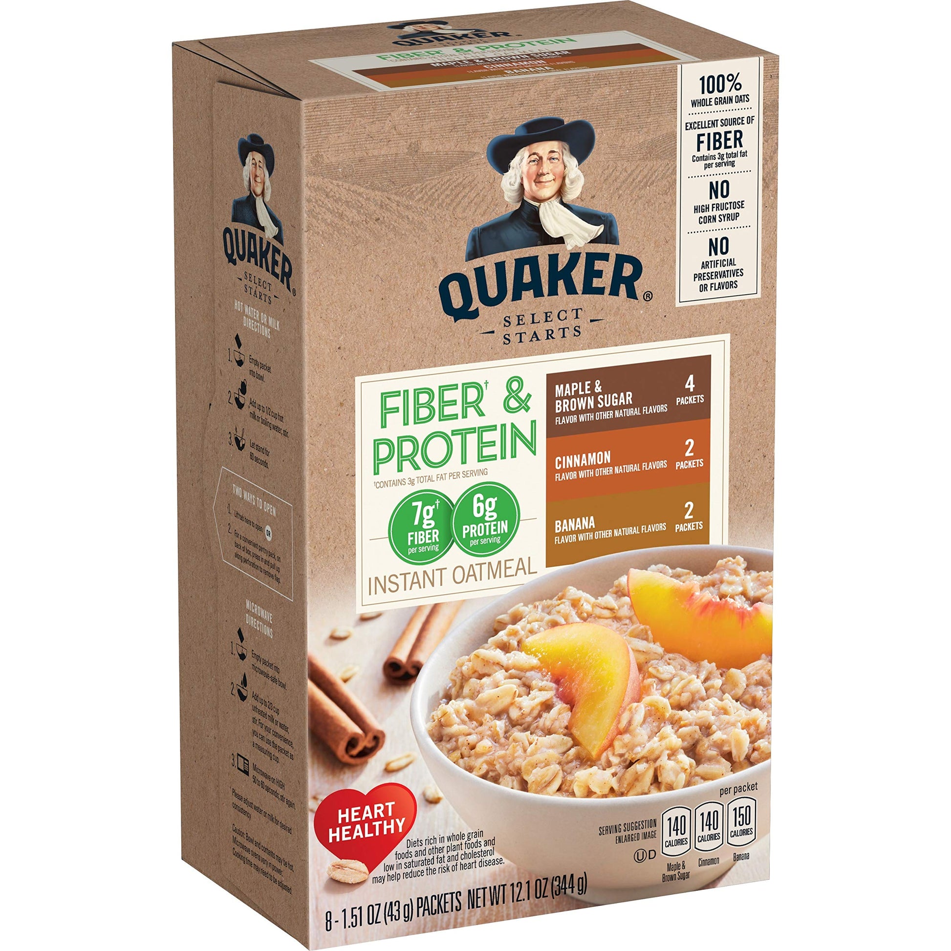 Quaker Instant Oatmeal Weight Control, Variety Pack, Breakfast Cereal, 8 Packets Per Box ,12.6 Ounce (Pack of 4)