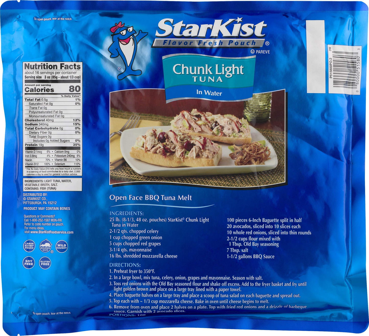 Starkist Chunk Light Tuna In Water - 48 Oz Pouch (Pack Of 6)
