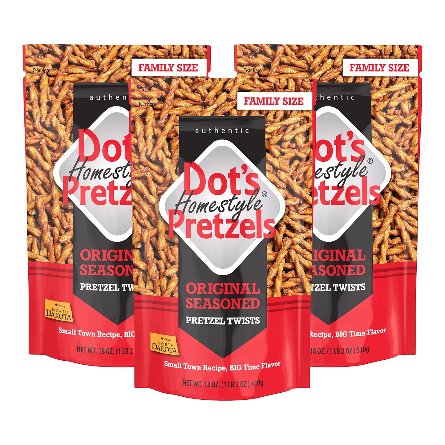 Dot'S Homestyle Pretzels 18 Ounce Family Size Original Seasoned Pretzel Twists (3 Pack)