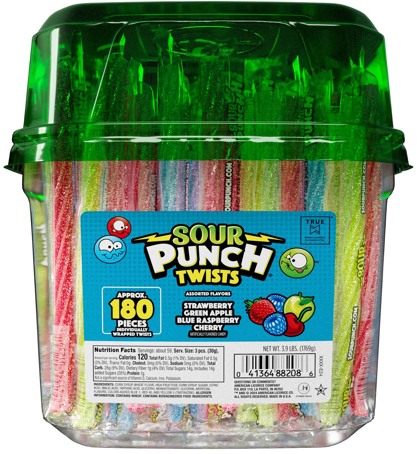Sour Punch Twists Sour Candy 6 Individually Wrapped Chewy Candy 4 Assorted Fruity Flavors
