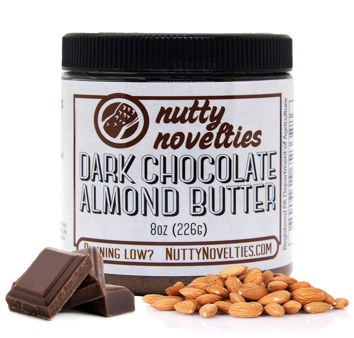 Nutty Novelties Dark Chocolate Almond Butter - High Protein, Sweet Almond Butter - All-Natural, Dark Chocolate Almond Butter Fre